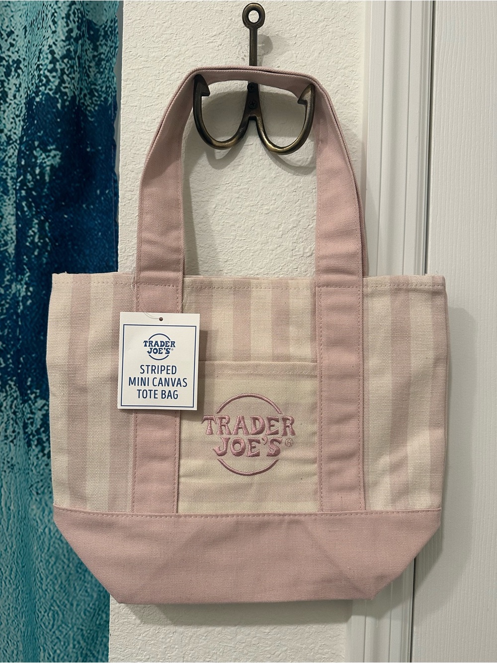 Trader Joe's Pink Striped Canvas Tote